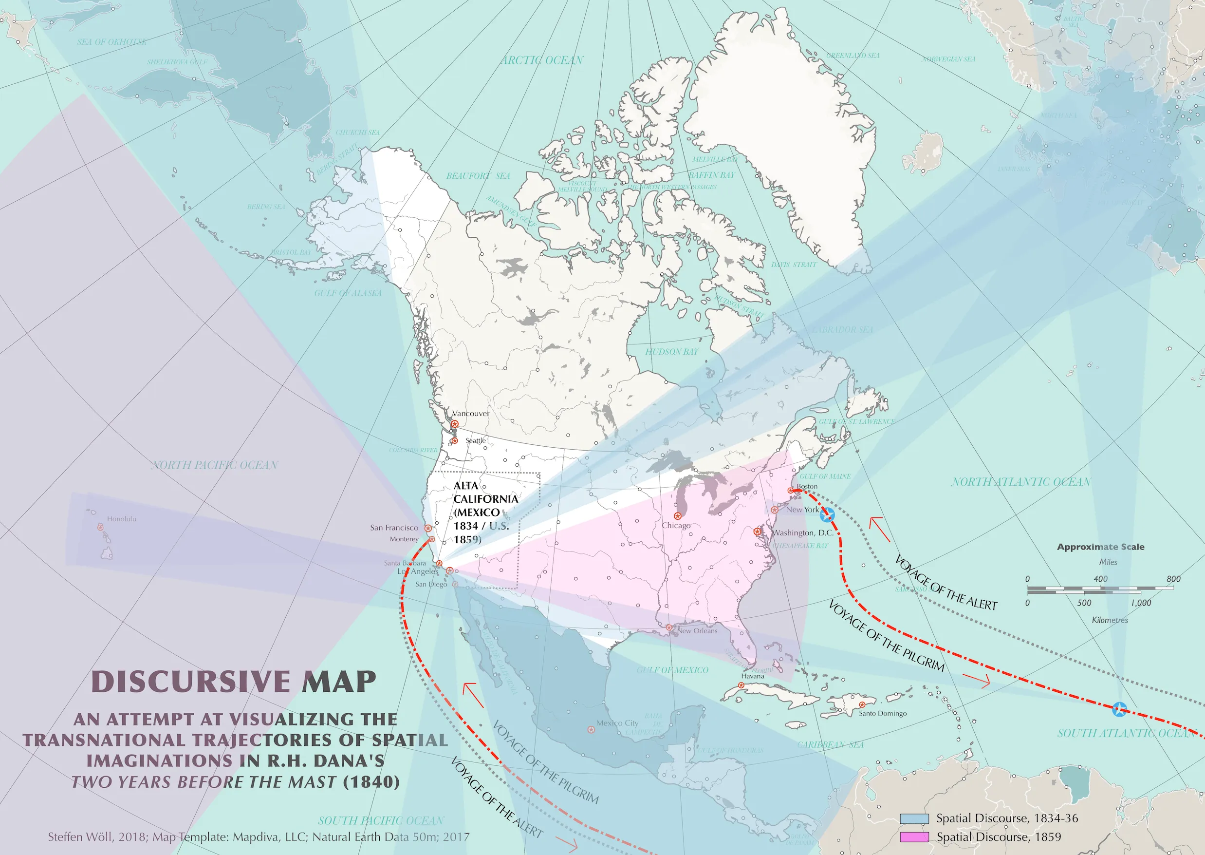 Concept of a discursive map based on Richard Henry Dana's *Two Years Before the Mast*